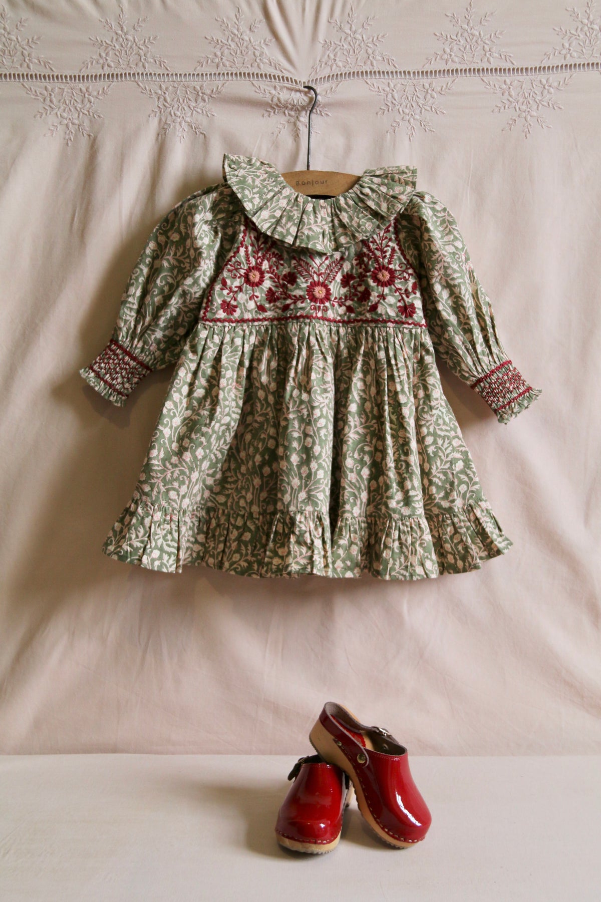 Iris tunic leaf block print