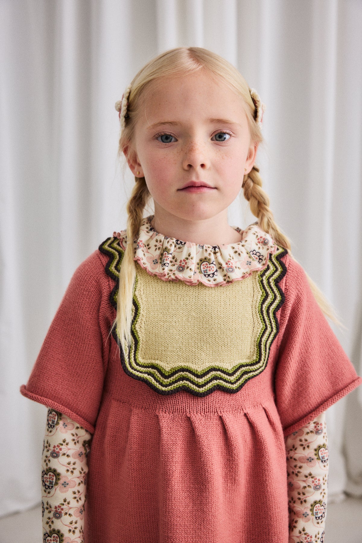 Chevron Bib Dress Rosewood