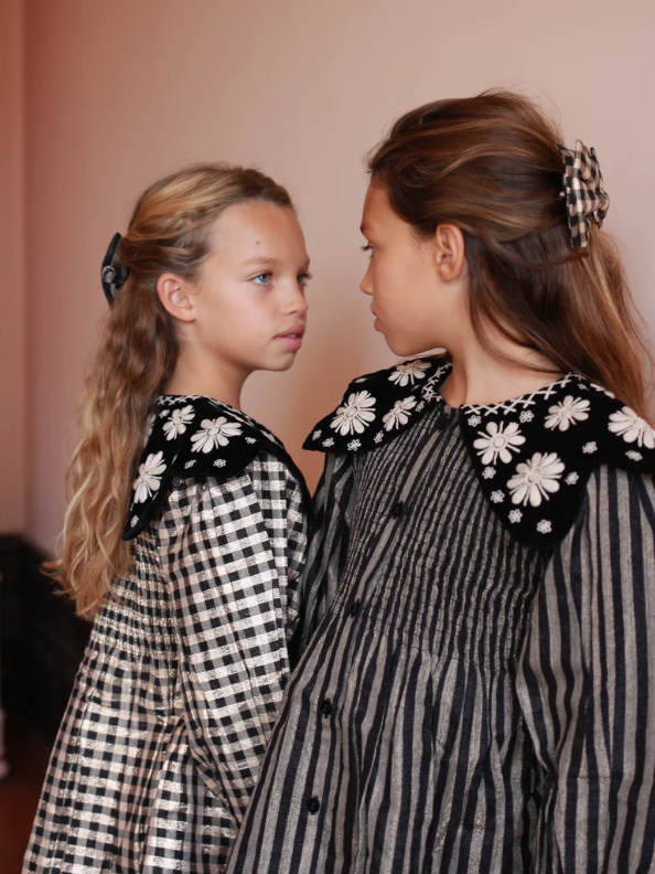 TUNIQUE Stripes Lurex / Black velvet collar