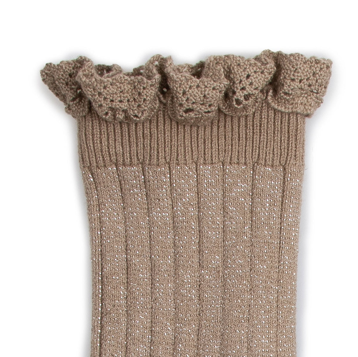Socks Glitter Ribbed Taupe