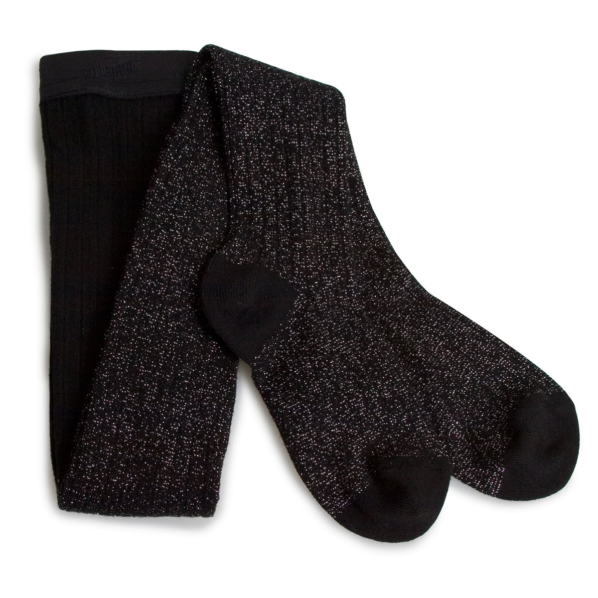 Glitter Ribbed Tights Zwart