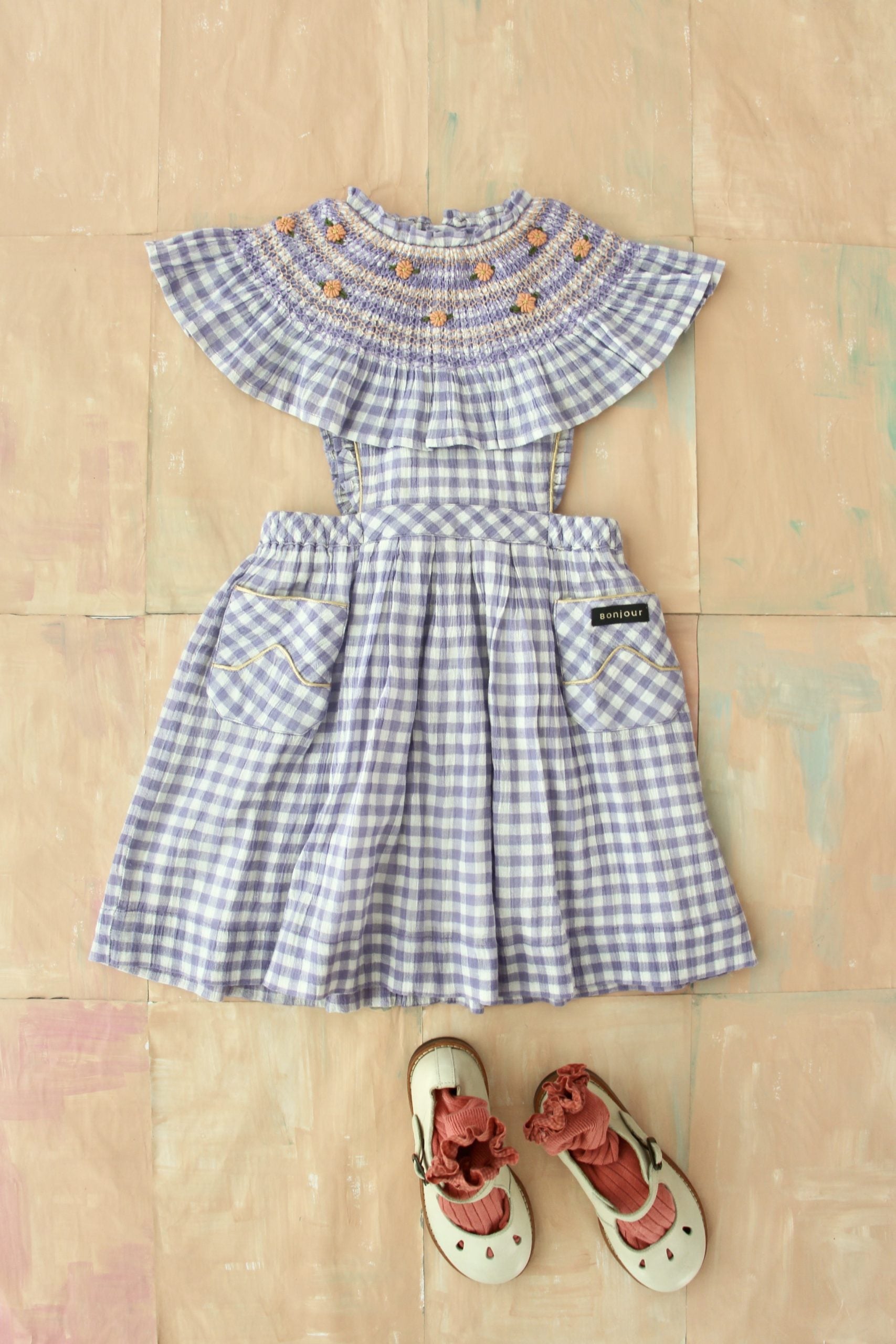 Reina Dress - Violet Gingham crepon voile