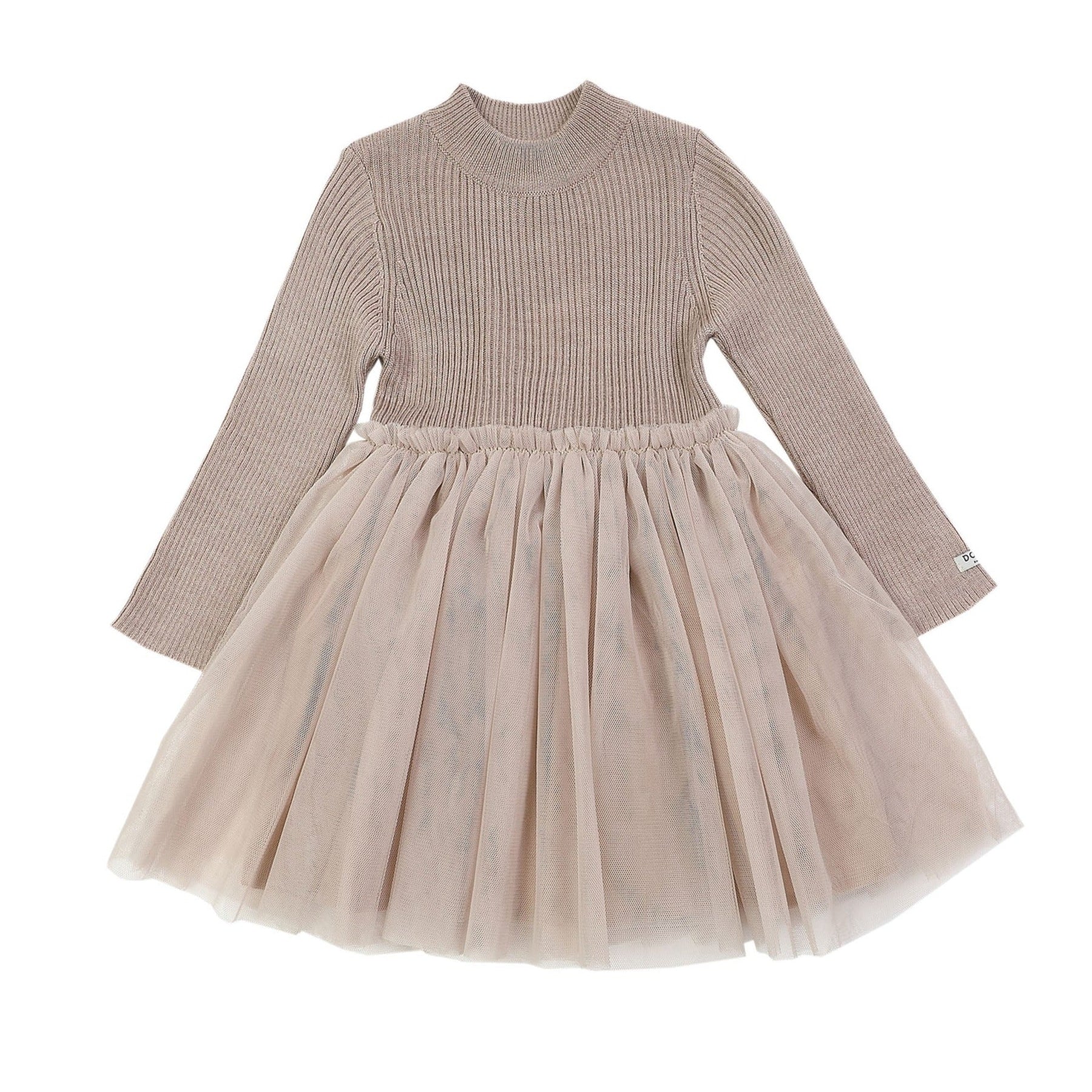 Rose Grey jurk met aan de onderzijde een tule rok voor kinderen (meisjes) van Donsje.