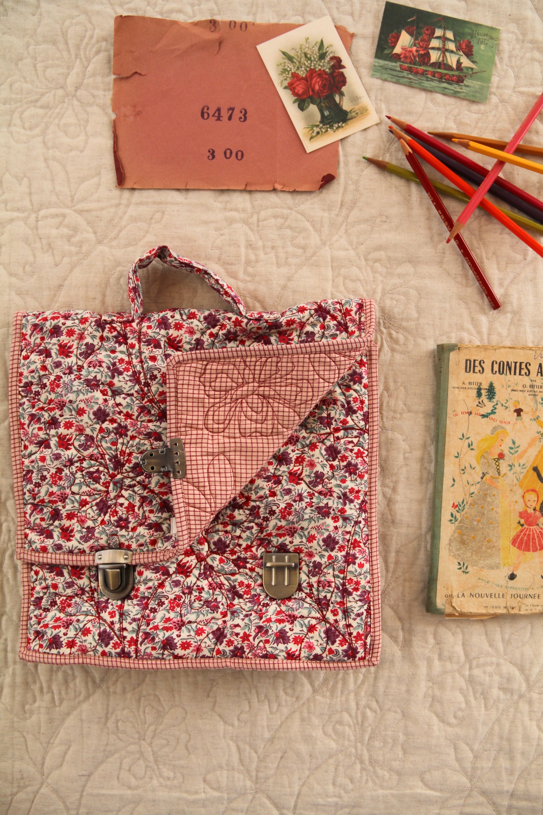 School bag Flowers field print