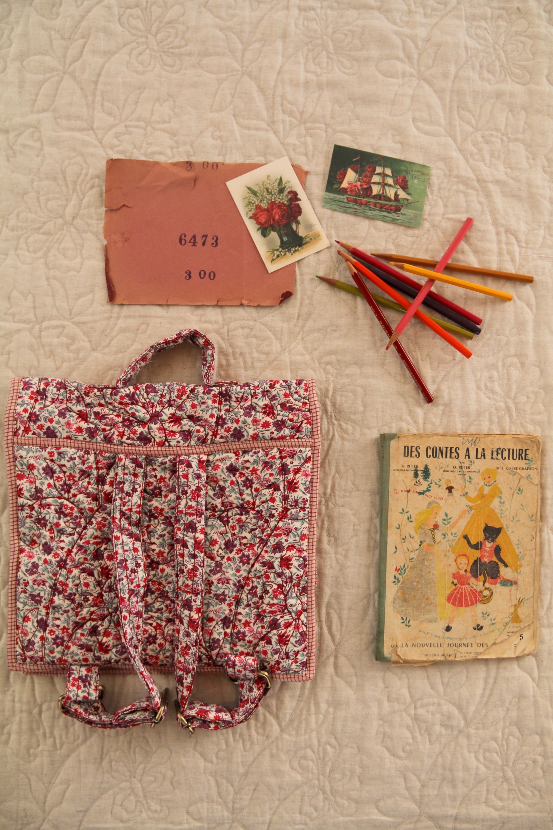 School bag Flowers field print