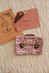 Quilted school pencil case Flowers field print