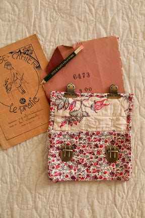 Quilted school pencil case Flowers field print