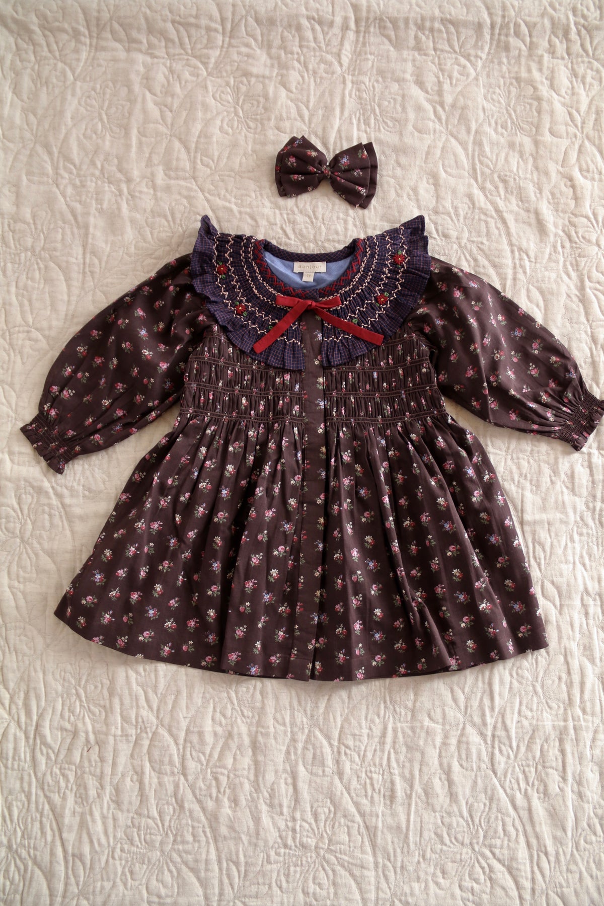 Tunic with hair clips Little bouquet print