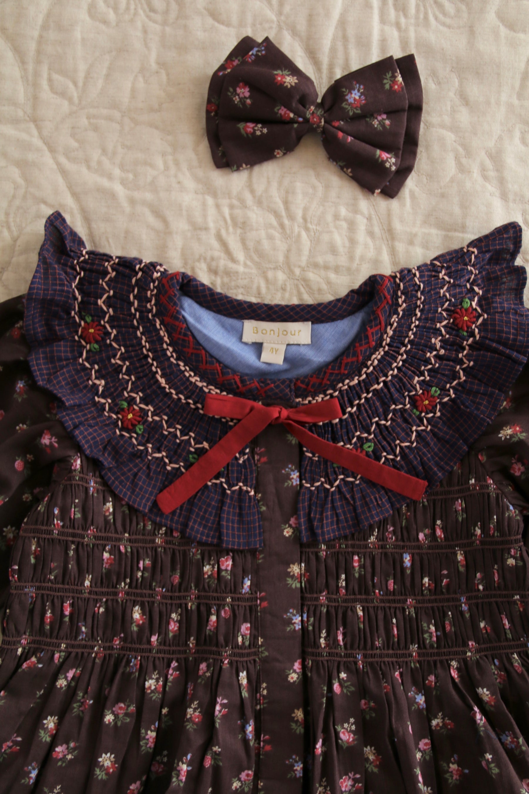 Tunic with hair clips Little bouquet print
