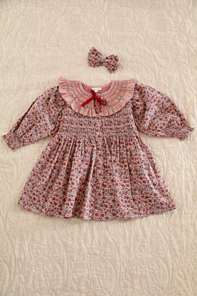 Tunic with hair clip Blue flower field print