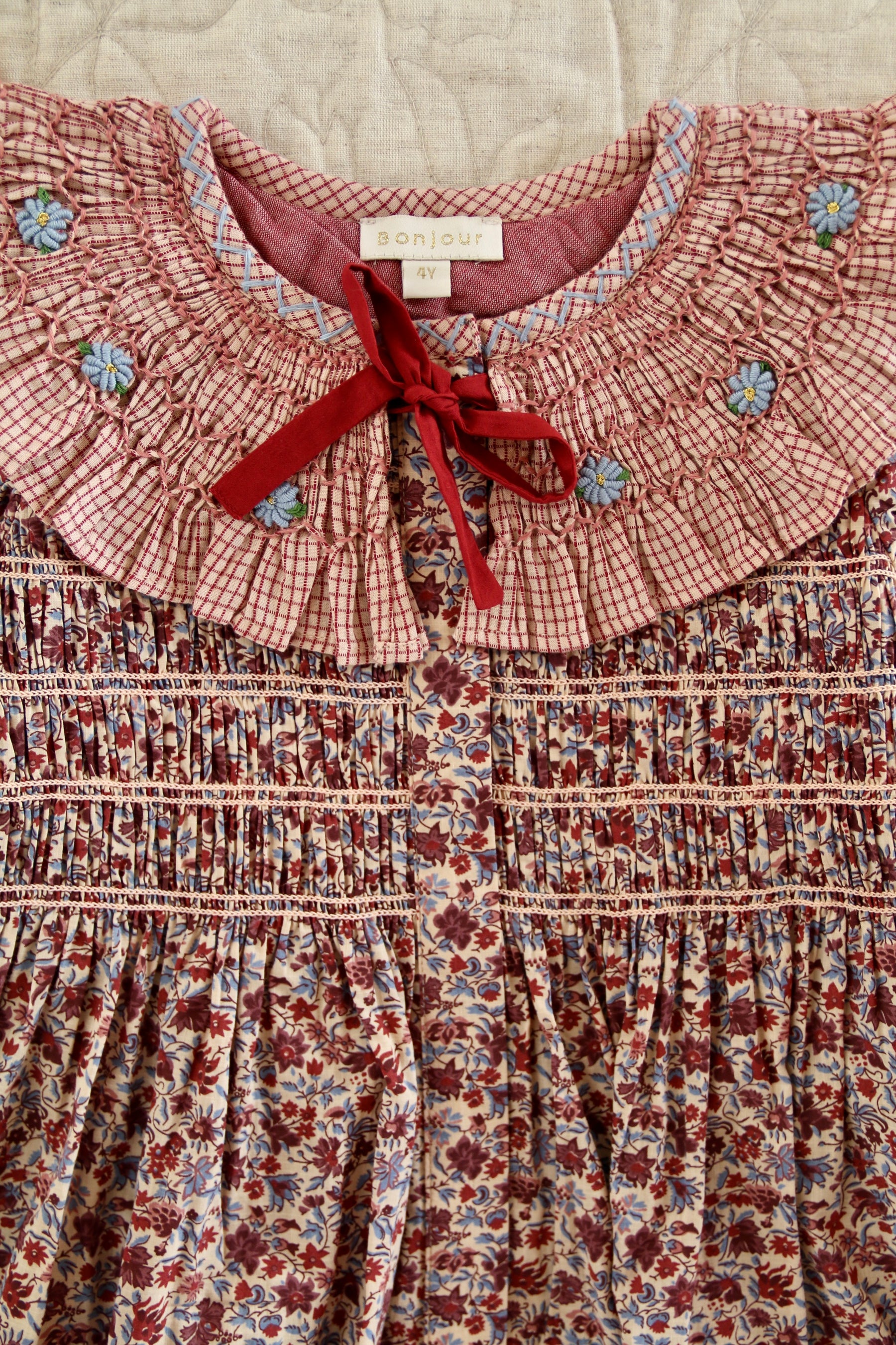 Tunic with hair clip Blue flower field print