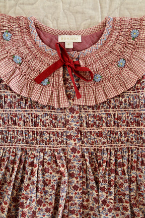 Tunic with hair clip Blue flower field print