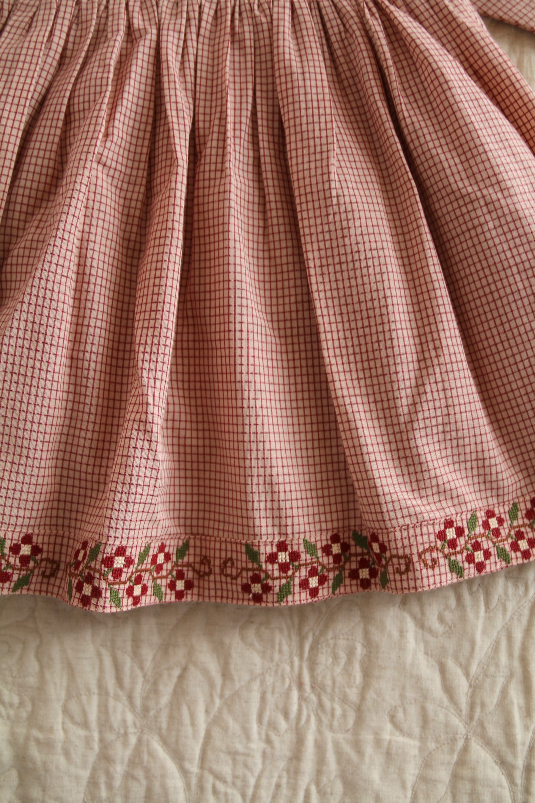 Embroidered dress Nude check