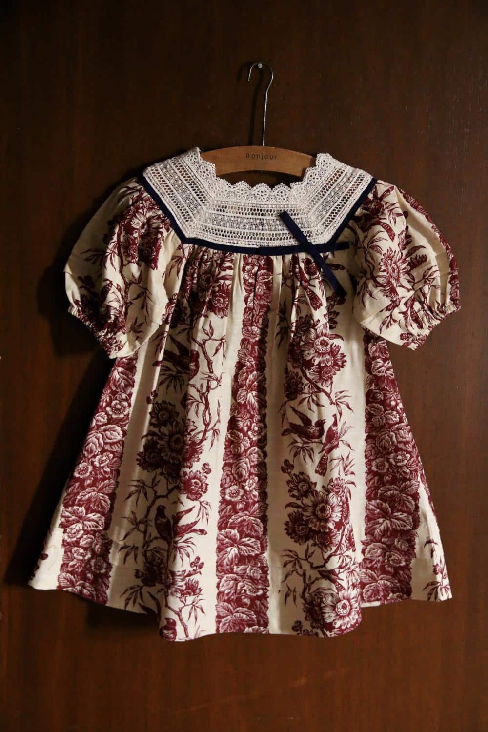 Princess dress Bird print - light canvas