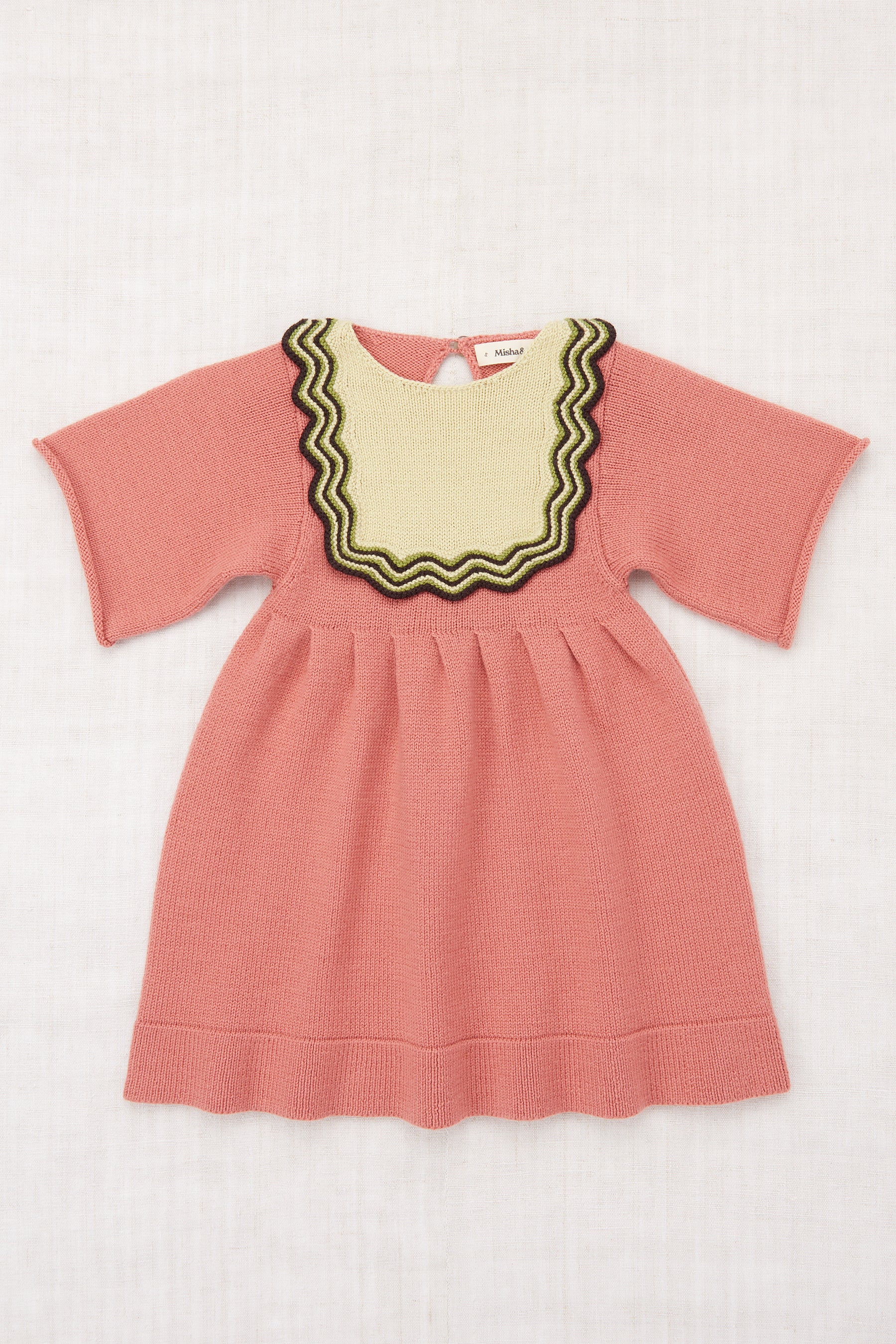 Chevron Bib Dress Rosewood