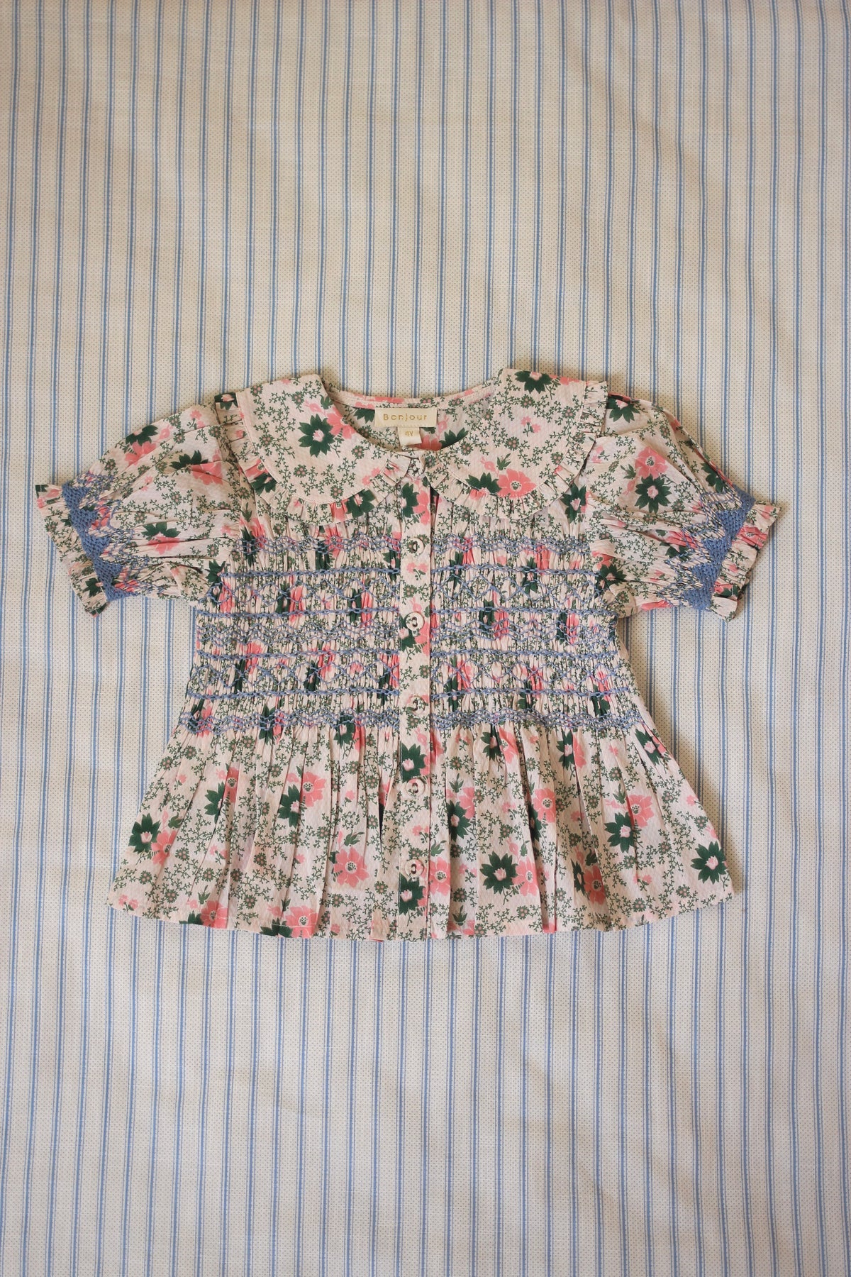 HANDSMOCK BLOUSE "Prairie in bloom" print - organic cotton voile