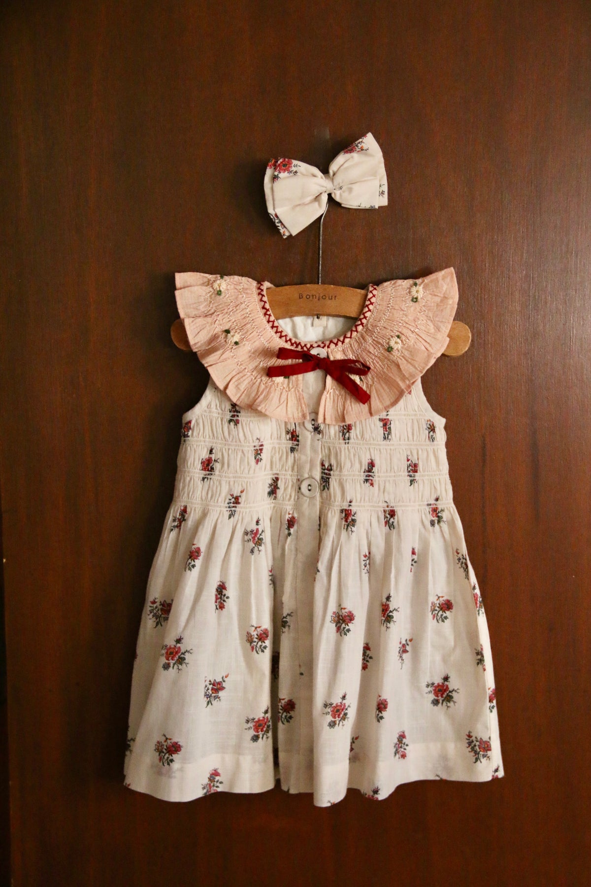 Tunique with hair clip Garden flowers print - cotton voile