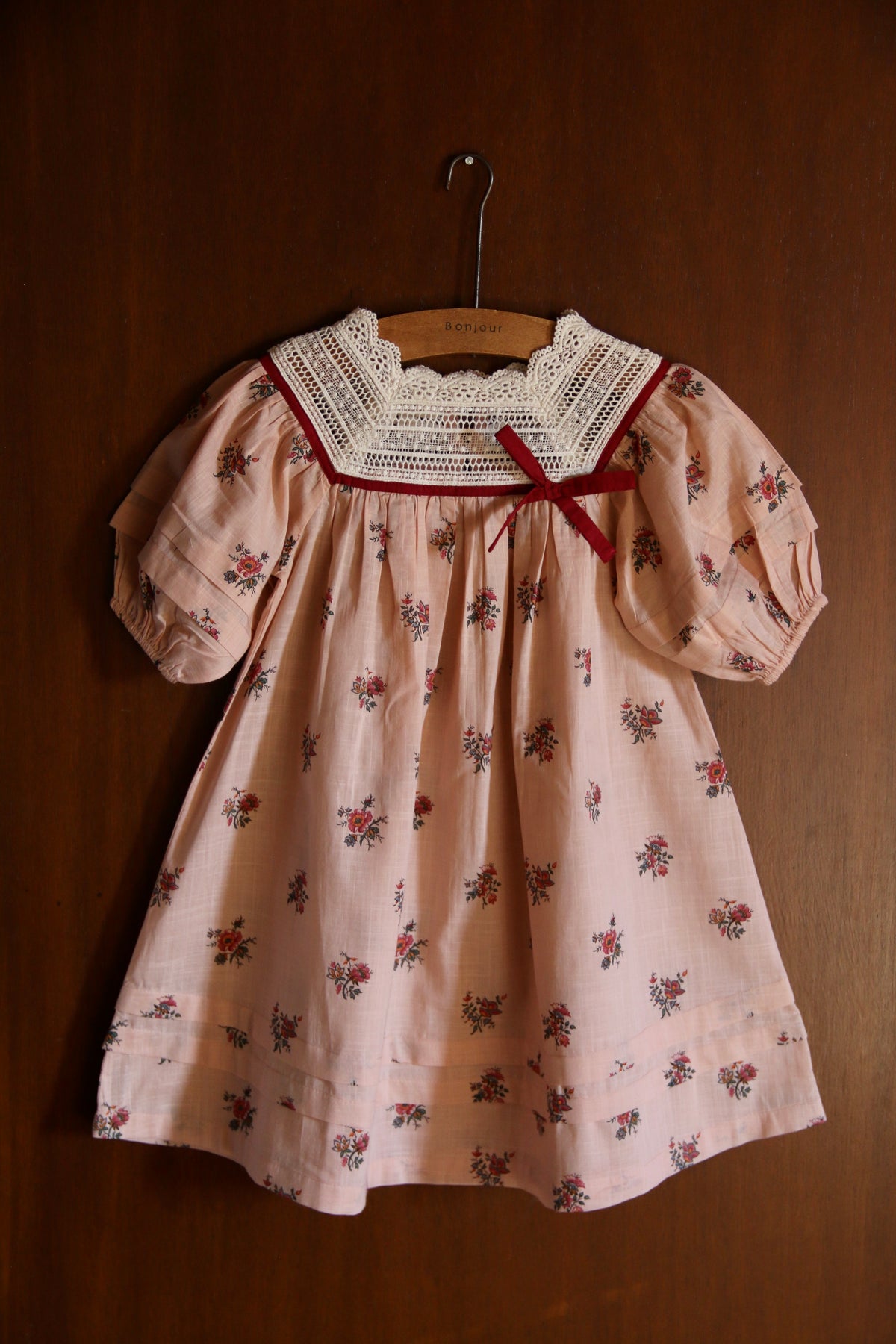 Princess dress Pink garden flowers print - cotton voile