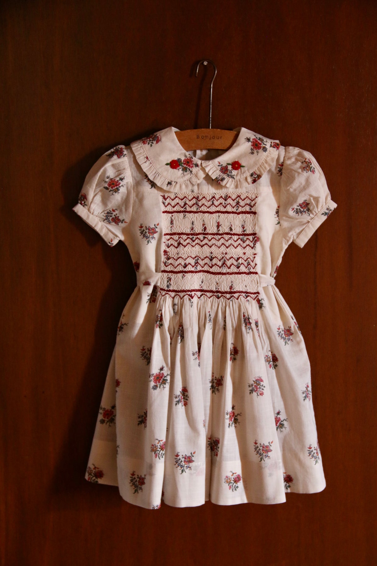 Handsmock dress Garden flowers print - cotton voile