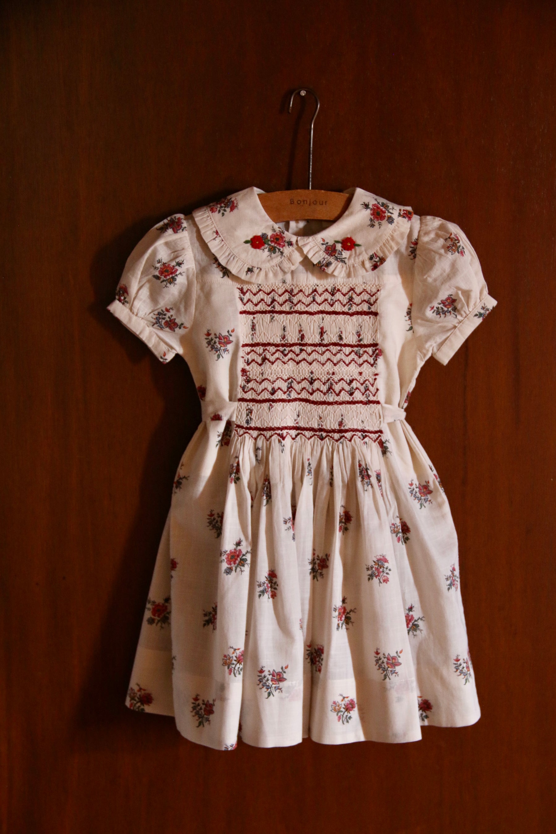 Handsmock dress Garden flowers print - cotton voile