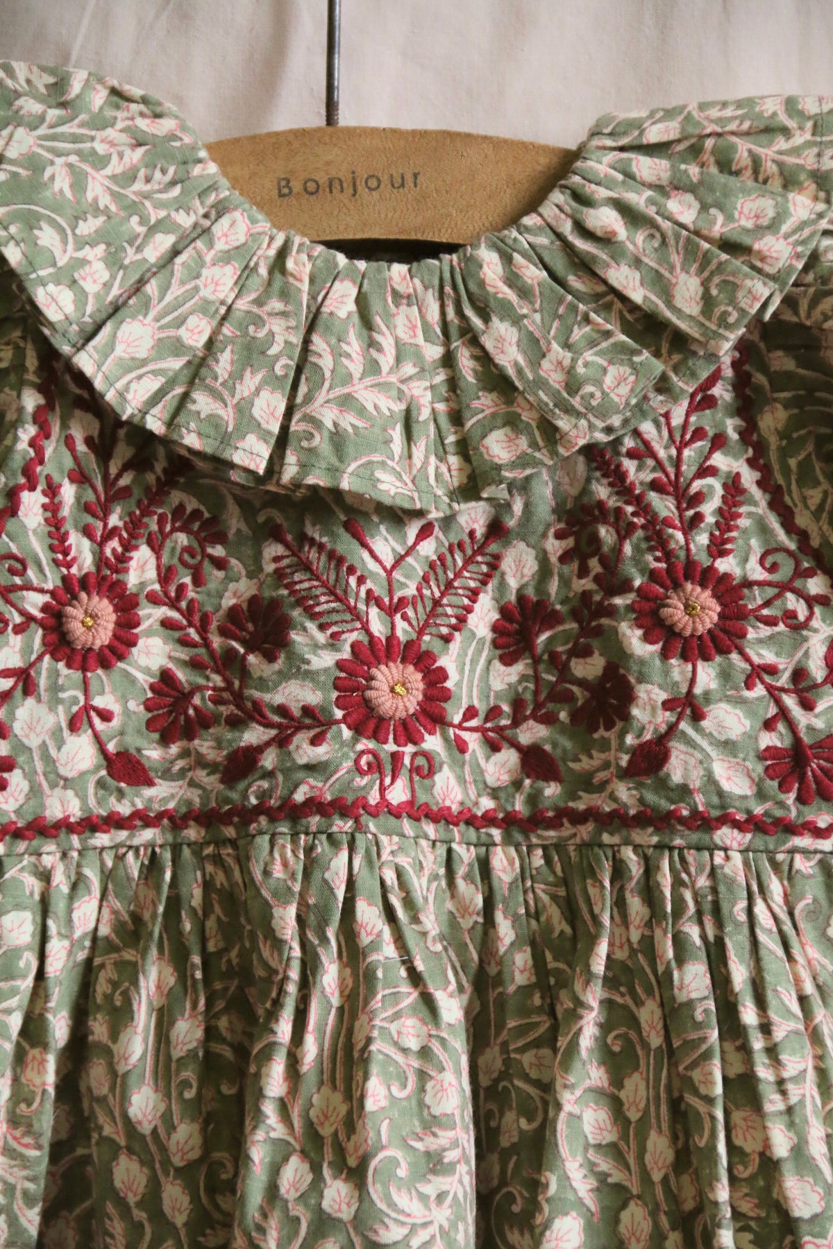 Iris tunic leaf block print