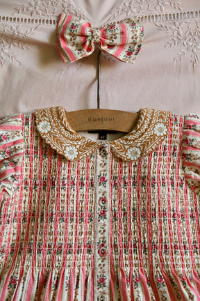 Tunique with hair clip tapestry pink stripe print