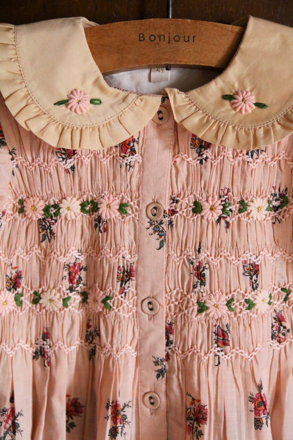 Romantique tunique Pink garden flowers print - cotton voile