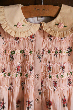 Romantique tunique Pink garden flowers print - cotton voile