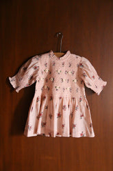 Handsmocks blouse Pink garden flowers print - cotton voile