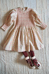 handsmock dress farandole stripes flowers print