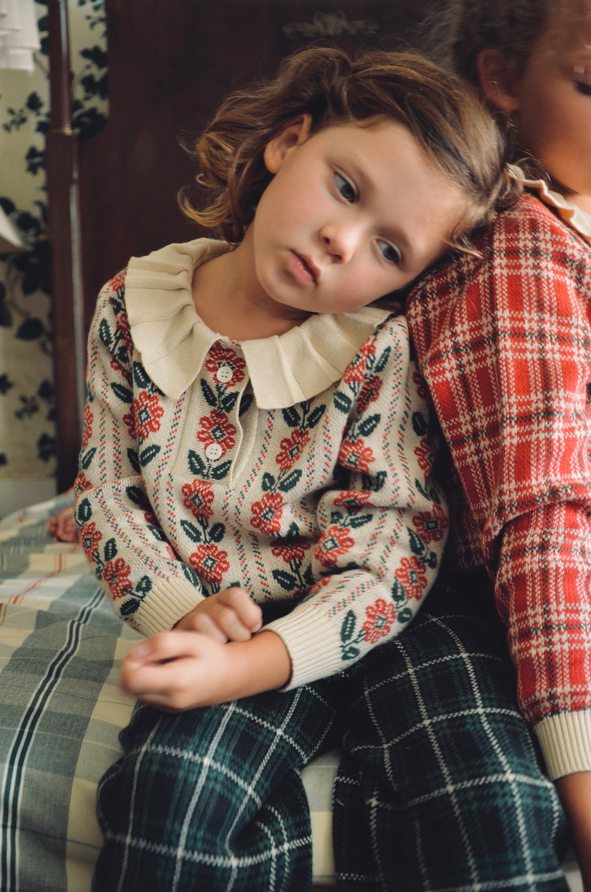 Bonjour Diary Butterfly blouse with small blue flowers 8Y - 子ども