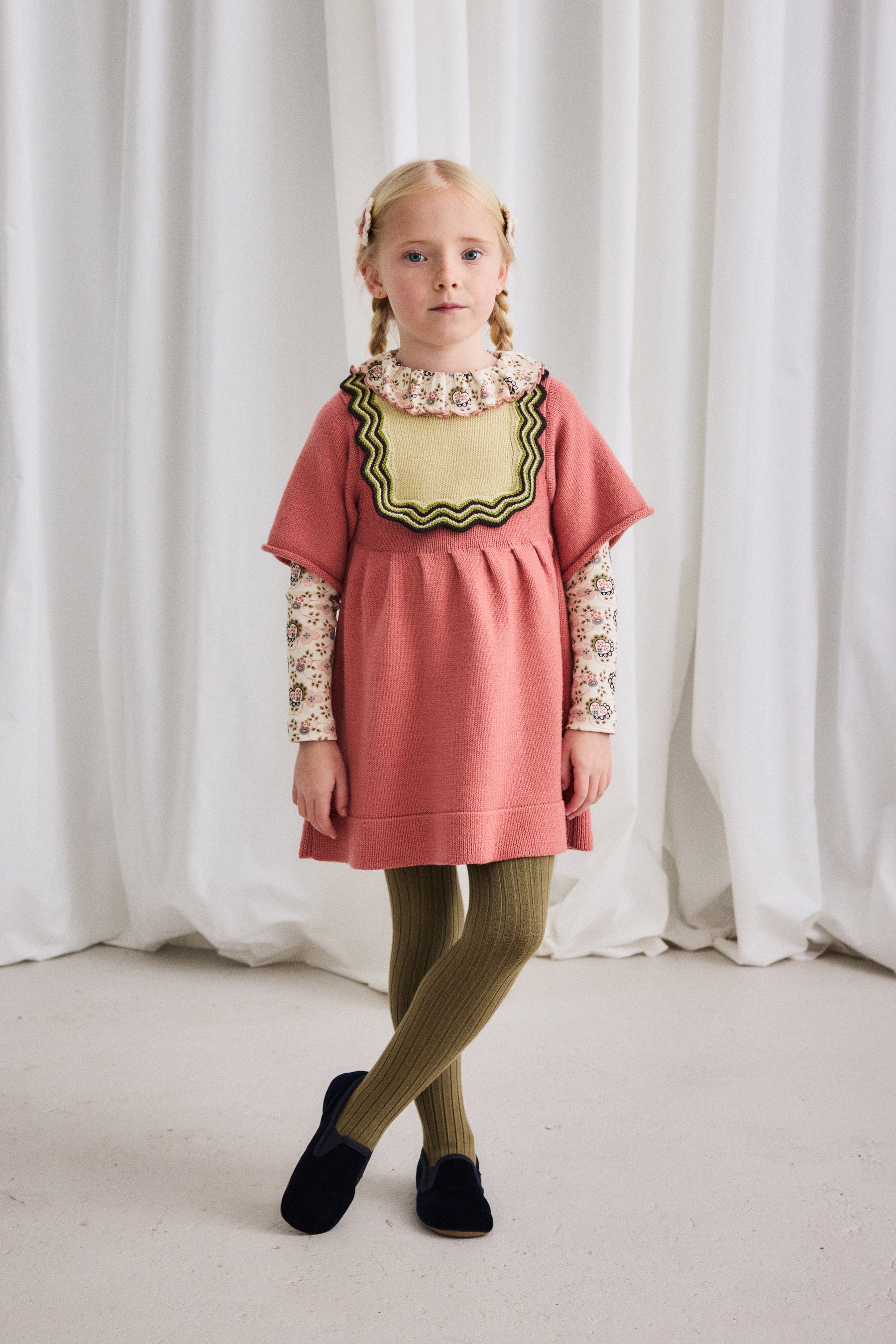 Chevron Bib Dress Rosewood