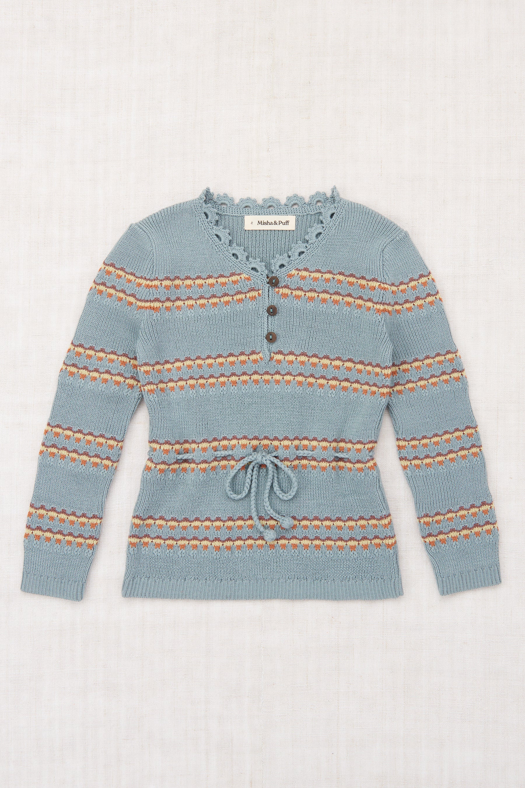 Polina Top Overcast Beaded Stripe