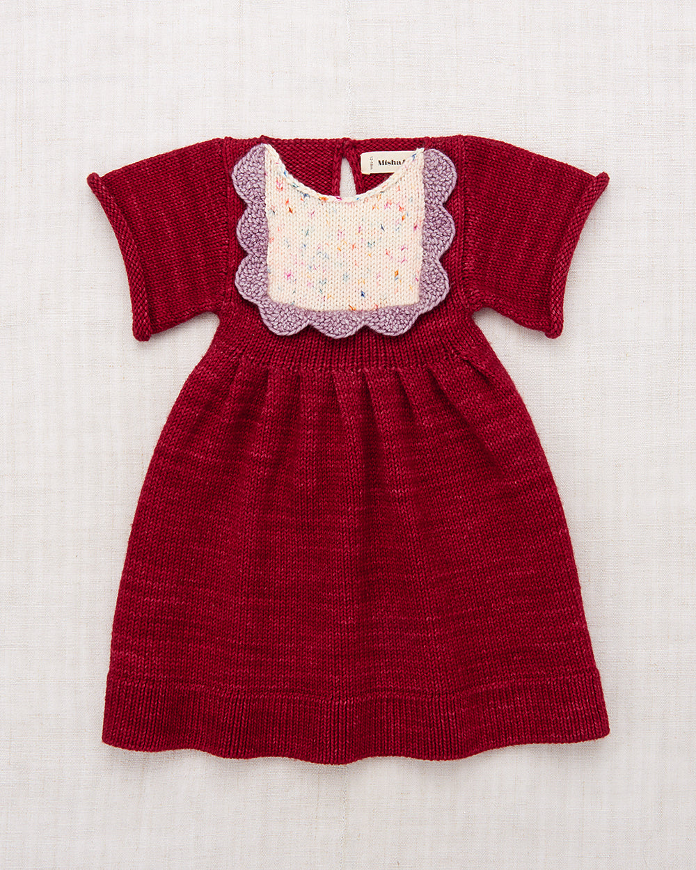 Scallop Bib Dress Berry