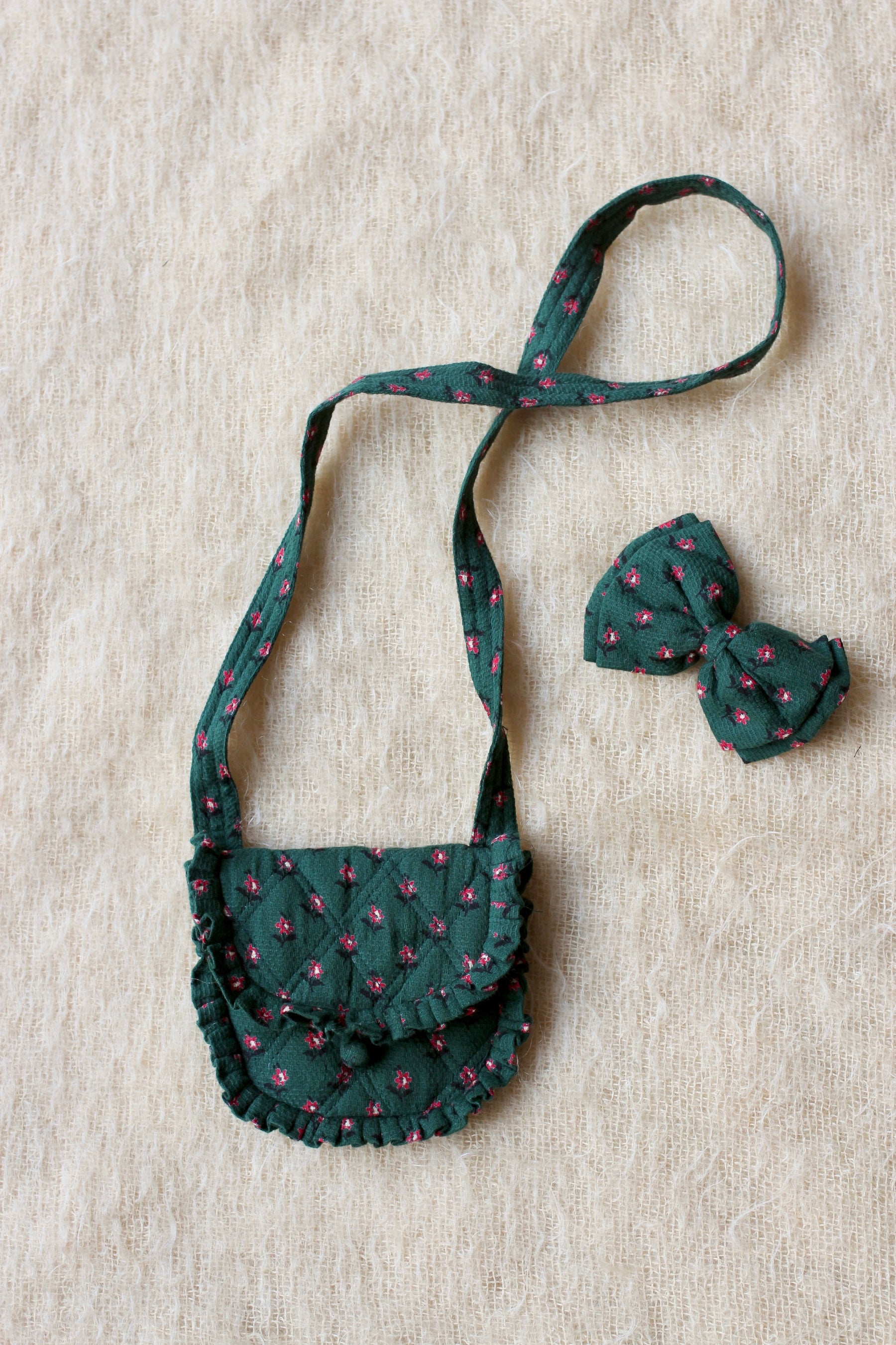 POUCH BAG + HAIR CLIP Provencal print | pique fabric