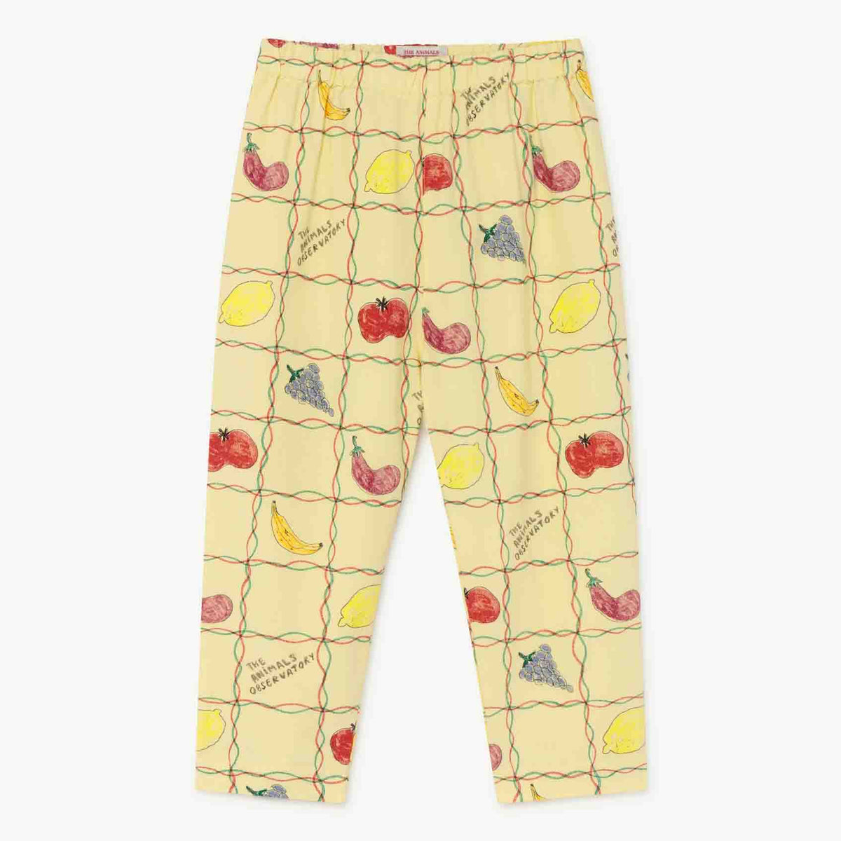 The Animals Observatory - ELEPHANT KIDS TROUSERS SOFT YELLOW FRUITS